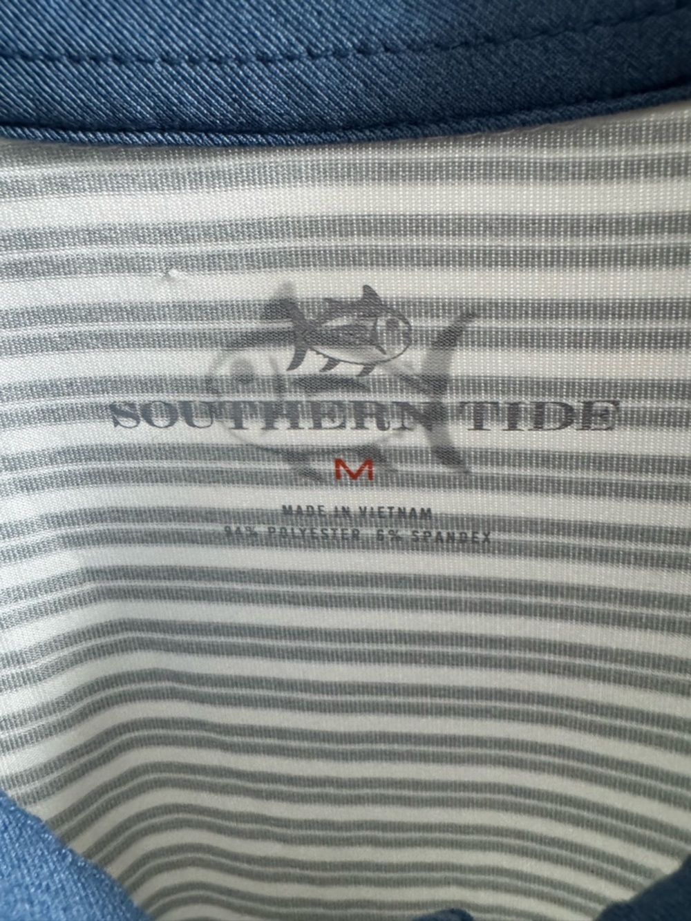 Southern Tide Men's Long-Sleeve Striped Polo - Light Gray & White - Picture 3 of 3